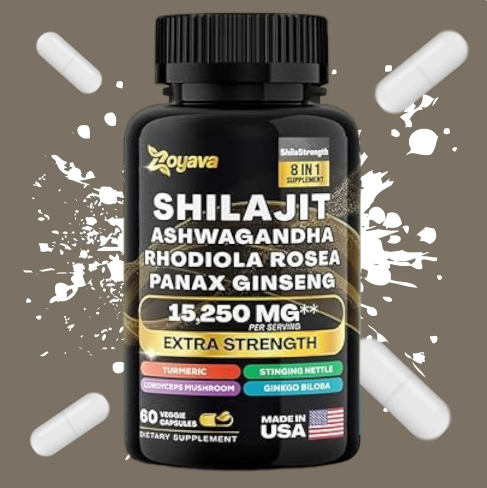 Shilajit Pure Himalayan 9000MG, Energy Booster Ashwagandha 2000MG, Rhodiola Rosea 1000MG, Panax Ginseng 1500MG, Turmeric 500MG, Ginkgo Biloba 500MG, Stinging Nettle 250MG Cordyceps Mushroom 500